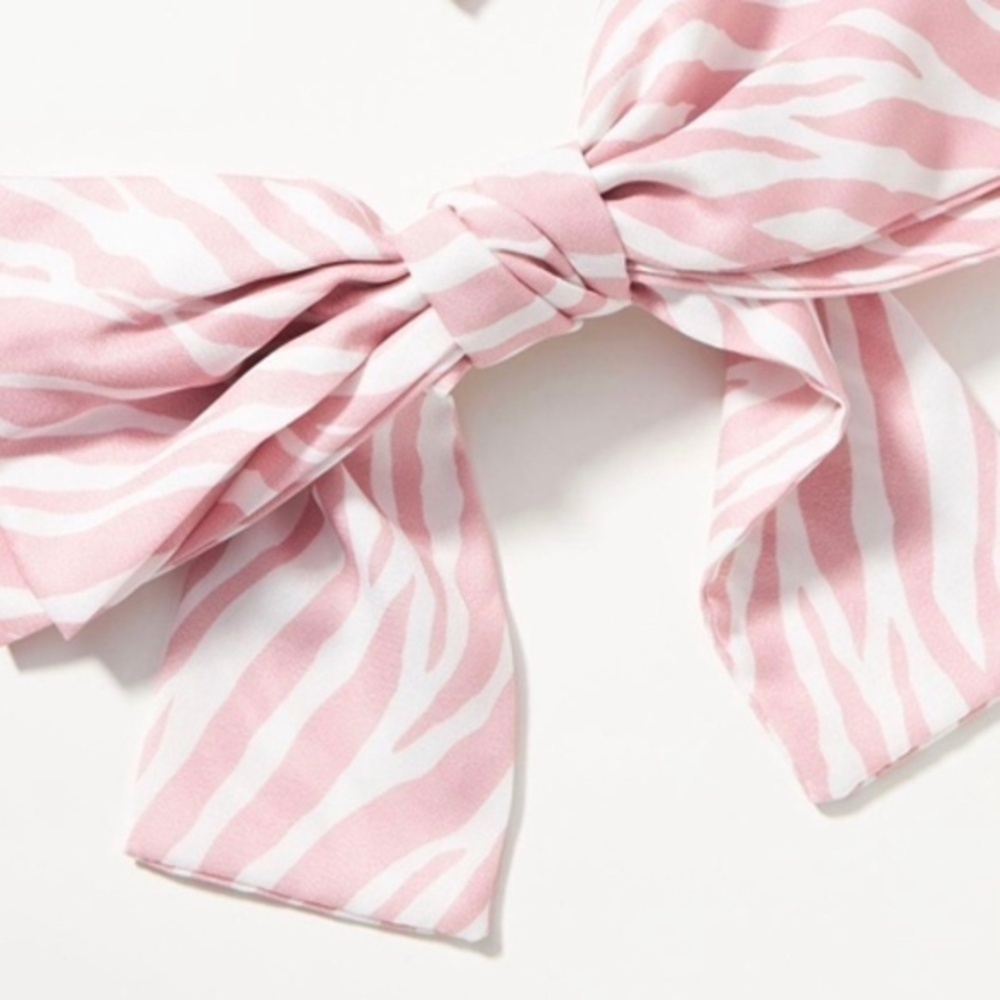 Anthropologie Pink Zebra  Printed Bow Barrette